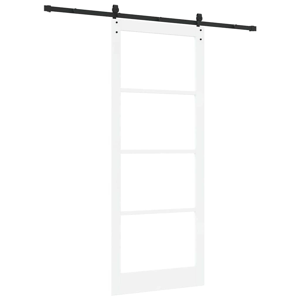 Sliding Door ORKDAL White 93 x 232 cm Solid Pine Wood and Glass