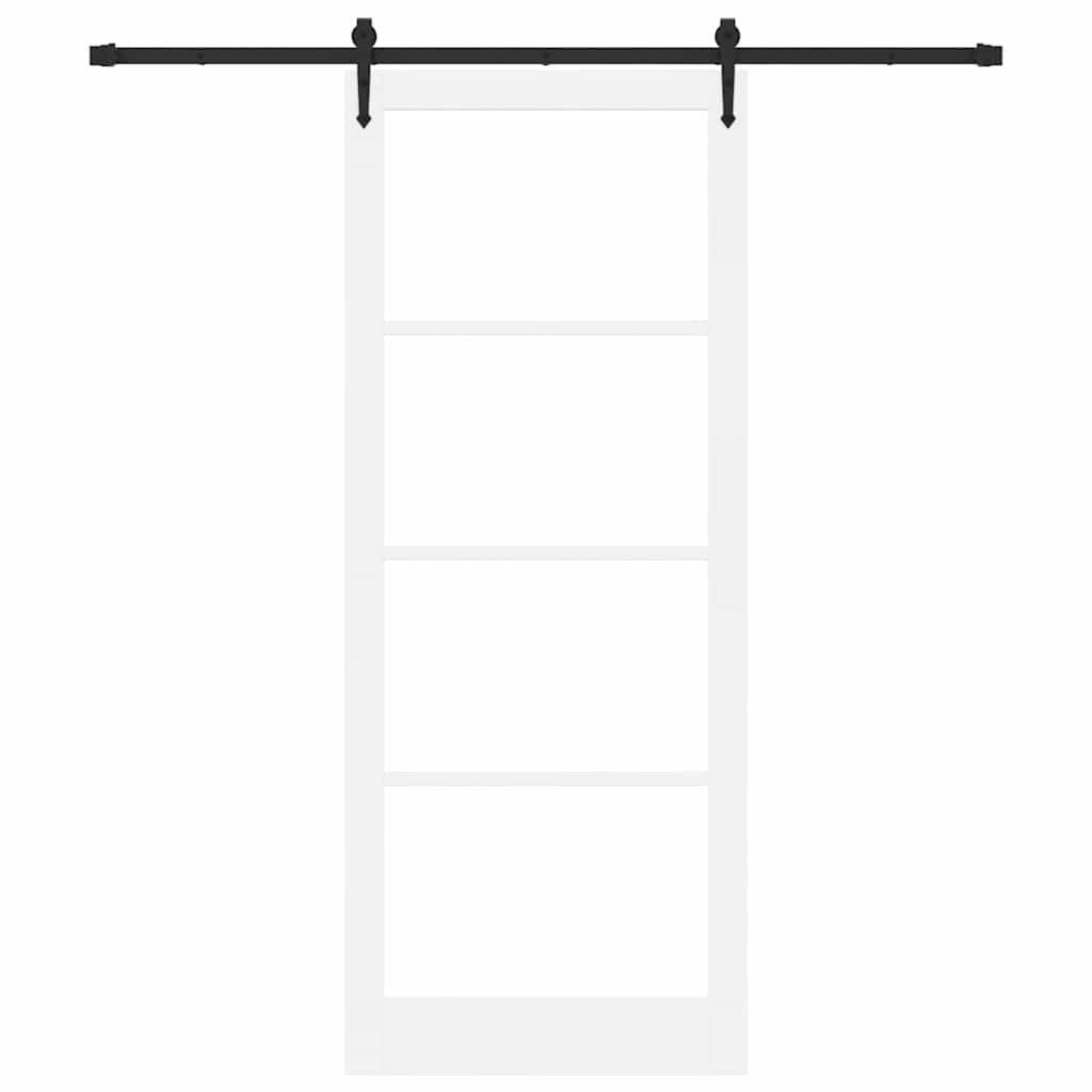Sliding Door ORKDAL White 93 x 232 cm Solid Pine Wood and Glass