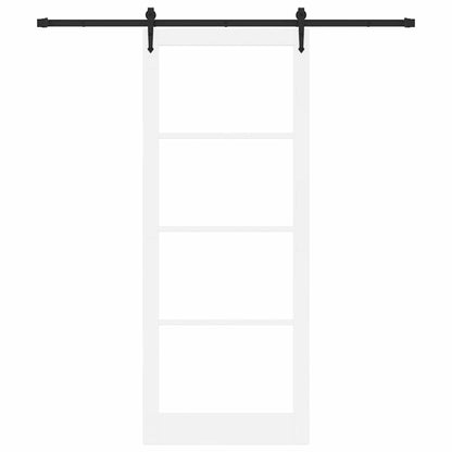 Sliding Door ORKDAL White 93 x 232 cm Solid Pine Wood and Glass