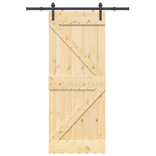 Sliding Door with Hardware Set 85x210 cm Solid Wood Pine
