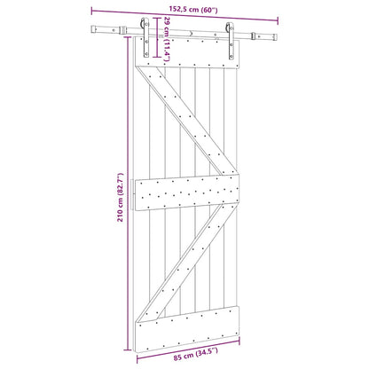 Sliding Door with Hardware Set 85x210 cm Solid Wood Pine