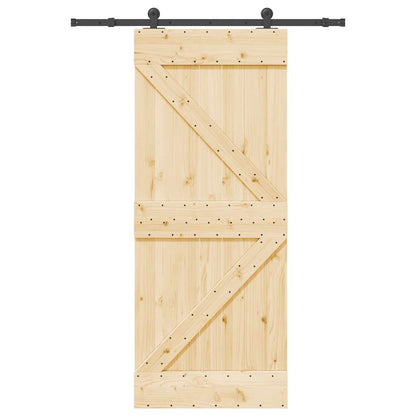 Sliding Door with Hardware Set 85x210 cm Solid Wood Pine