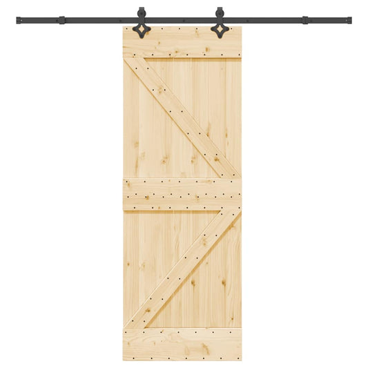 Sliding Door with Hardware Set 70x210 cm Solid Wood Pine