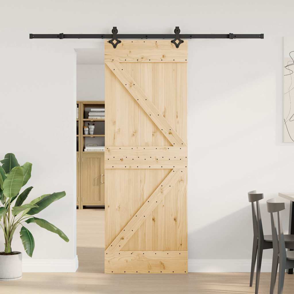 Sliding Door with Hardware Set 70x210 cm Solid Wood Pine