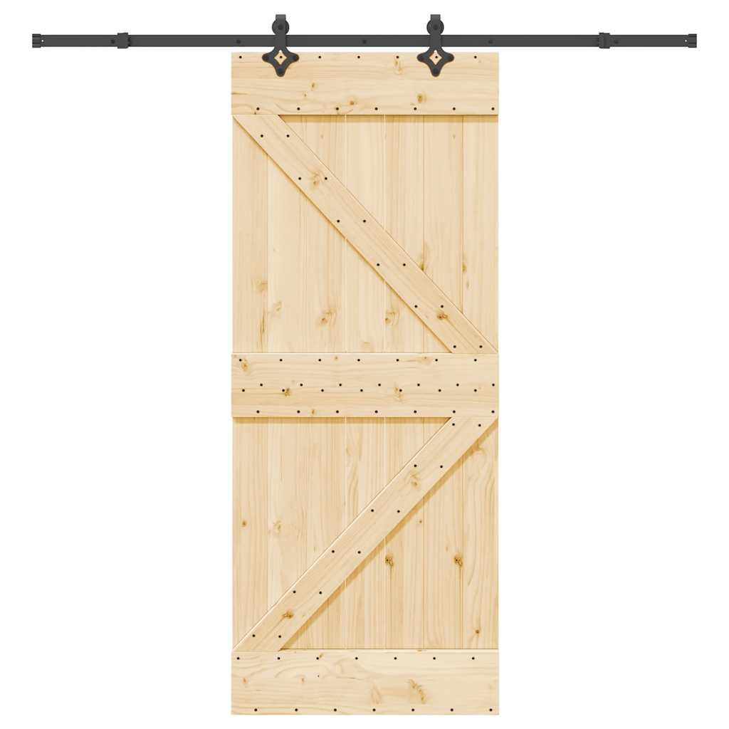 Sliding Door with Hardware Set 85x210 cm Solid Wood Pine