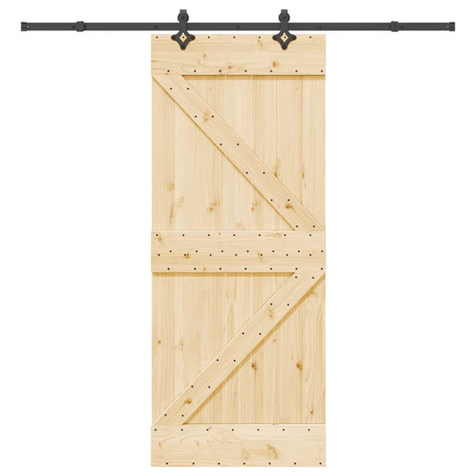 Sliding Door with Hardware Set 85x210 cm Solid Wood Pine