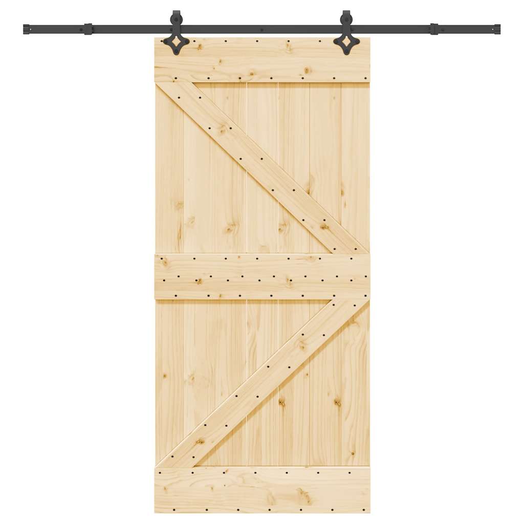 Sliding Door with Hardware Set 95x210 cm Solid Wood Pine
