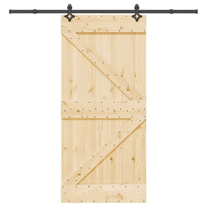 Sliding Door with Hardware Set 95x210 cm Solid Wood Pine