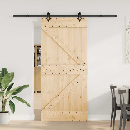 Sliding Door with Hardware Set 95x210 cm Solid Wood Pine