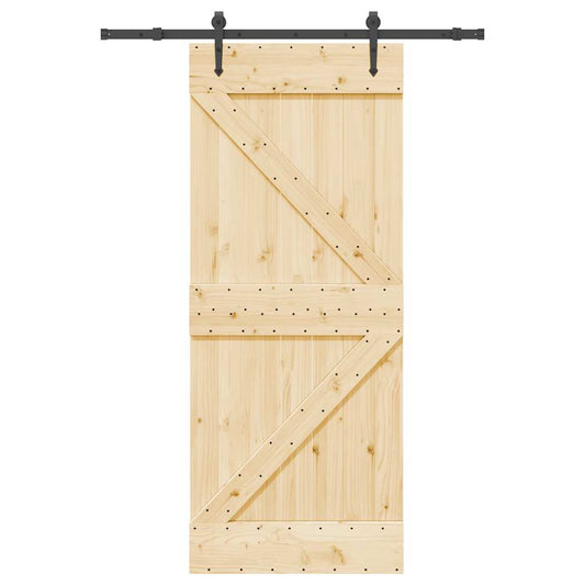 Sliding Door with Hardware Set 85x210 cm Solid Wood Pine