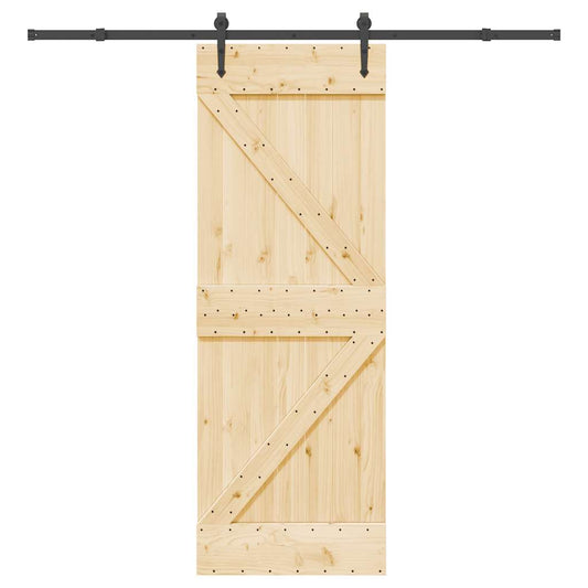 Sliding Door with Hardware Set 70x210 cm Solid Wood Pine