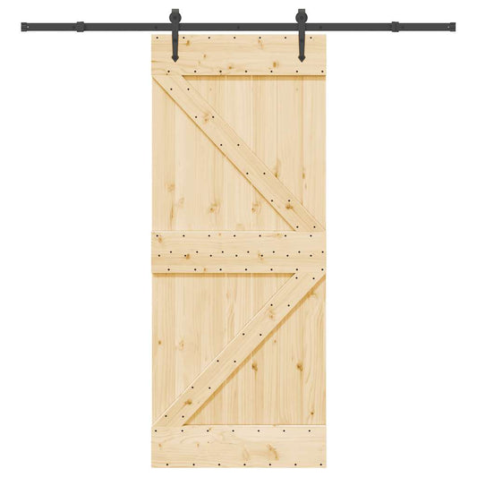Sliding Door with Hardware Set 85x210 cm Solid Wood Pine