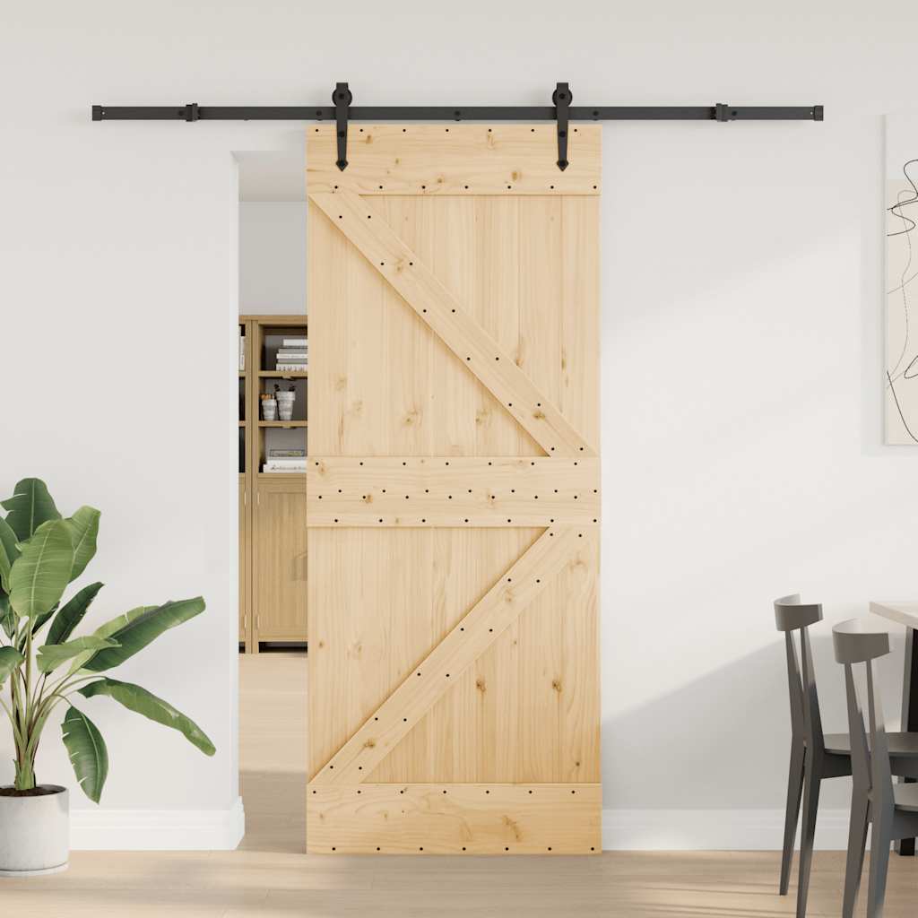 Sliding Door with Hardware Set 85x210 cm Solid Wood Pine