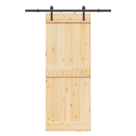 Sliding Door with Hardware Set 80x210 cm Solid Wood Pine