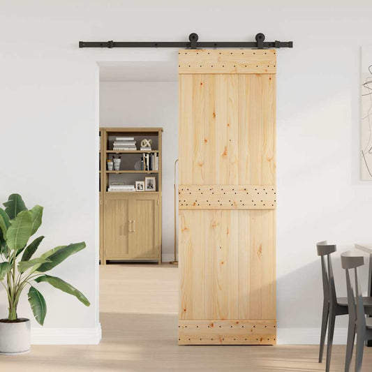 Sliding Door with Hardware Set 70x210 cm Solid Wood Pine