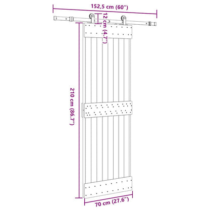 Sliding Door with Hardware Set 70x210 cm Solid Wood Pine