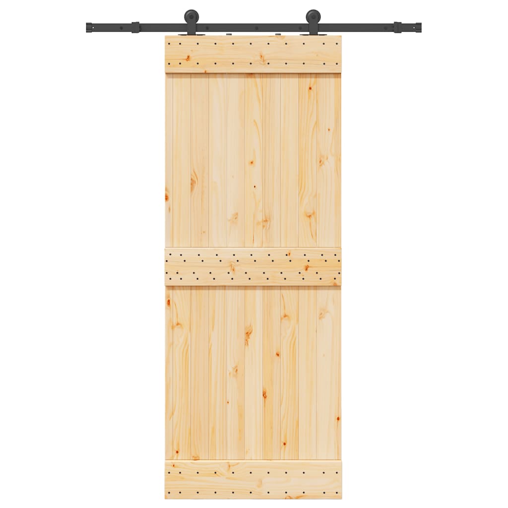 Sliding Door with Hardware Set 80x210 cm Solid Wood Pine