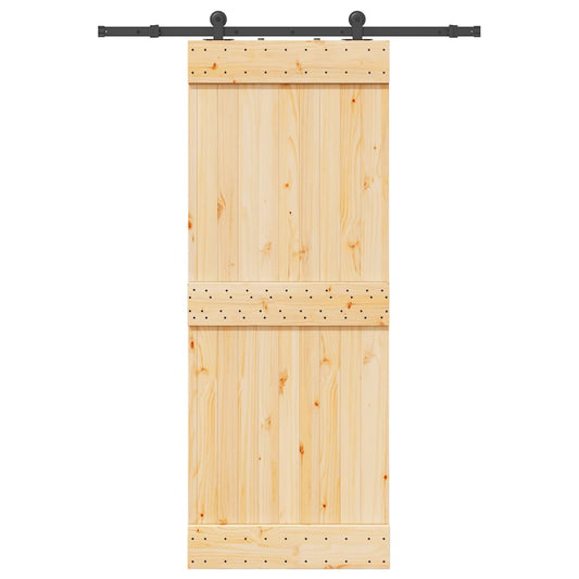 Sliding Door with Hardware Set 80x210 cm Solid Wood Pine