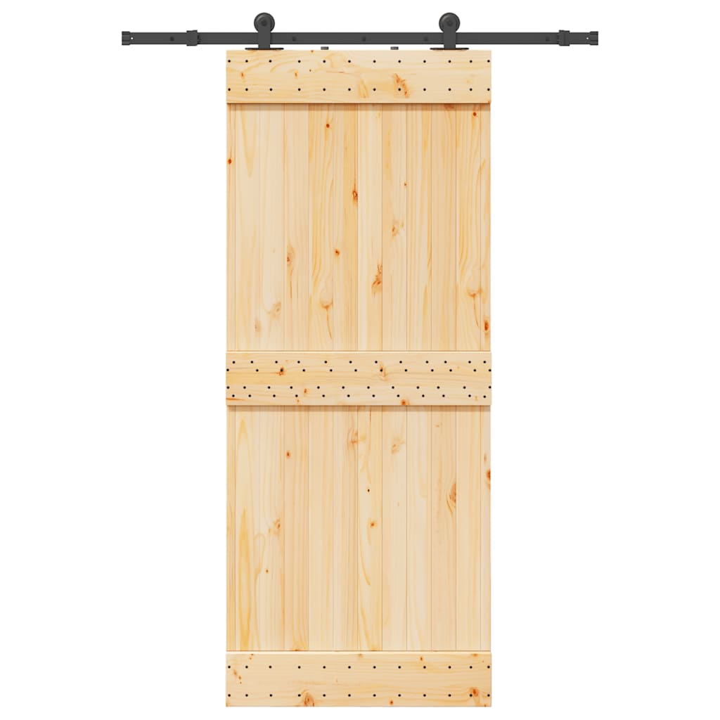 Sliding Door with Hardware Set 85x210 cm Solid Wood Pine