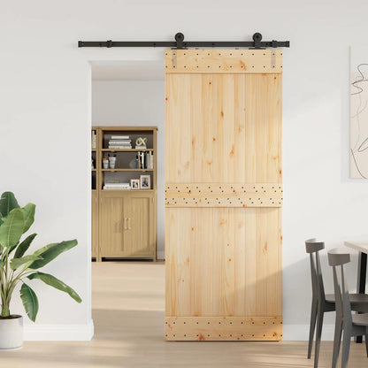 Sliding Door with Hardware Set 85x210 cm Solid Wood Pine
