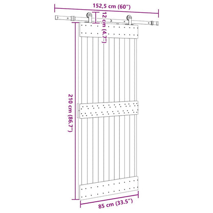 Sliding Door with Hardware Set 85x210 cm Solid Wood Pine