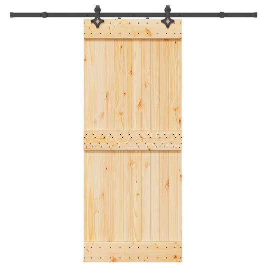 Sliding Door with Hardware Set 85x210 cm Solid Wood Pine