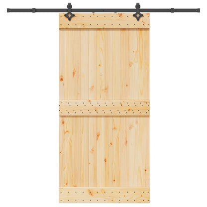 Sliding Door with Hardware Set 100x210 cm Solid Wood Pine