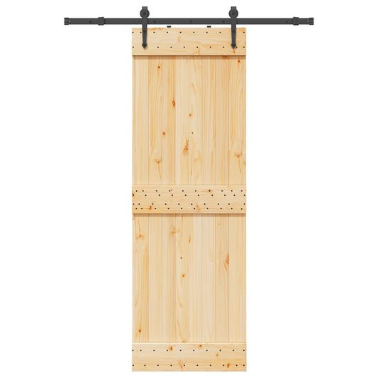 Sliding Door with Hardware Set 70x210 cm Solid Wood Pine