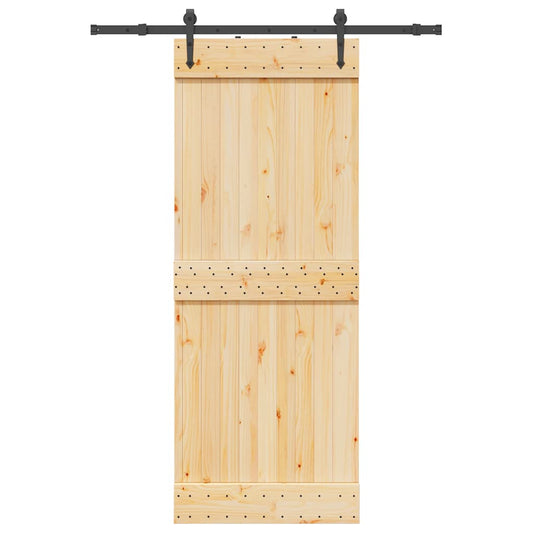 Sliding Door with Hardware Set 80x210 cm Solid Wood Pine