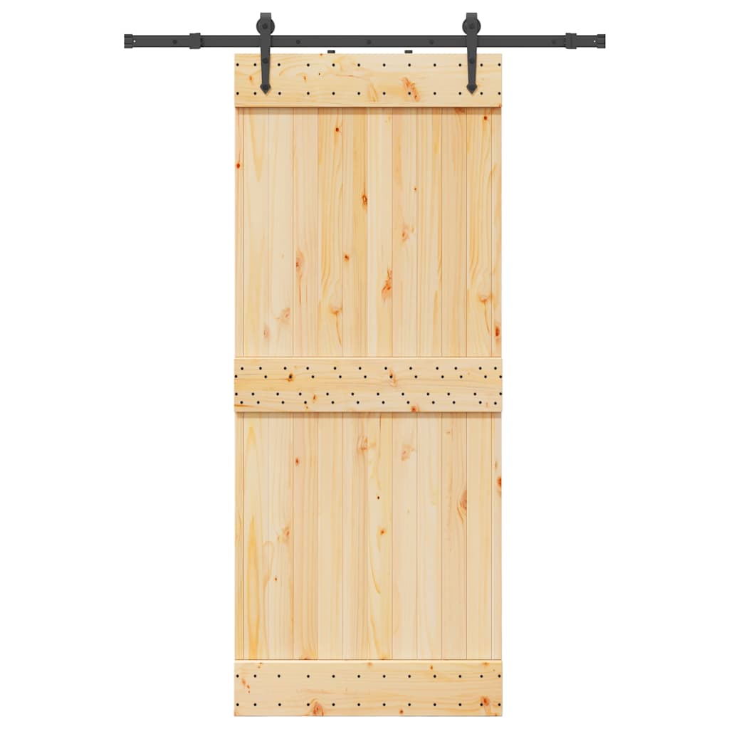 Sliding Door with Hardware Set 85x210 cm Solid Wood Pine