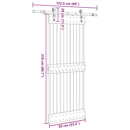 Sliding Door with Hardware Set 85x210 cm Solid Wood Pine