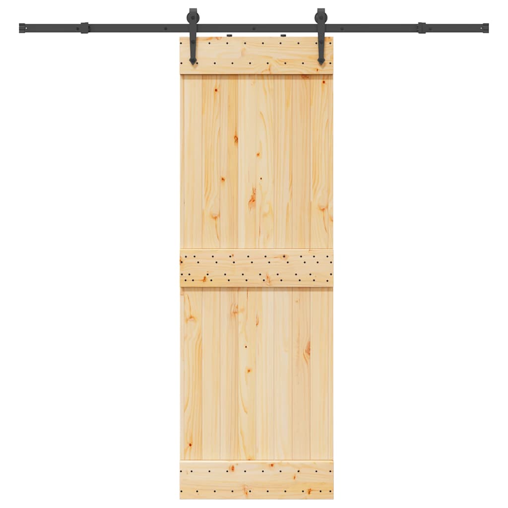 Sliding Door with Hardware Set 70x210 cm Solid Wood Pine