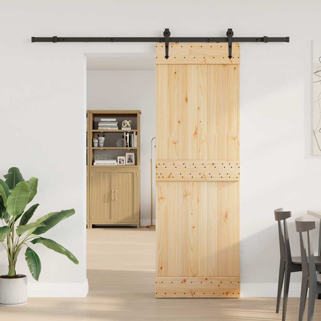 Sliding Door with Hardware Set 70x210 cm Solid Wood Pine