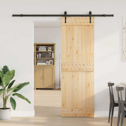 Sliding Door with Hardware Set 70x210 cm Solid Wood Pine