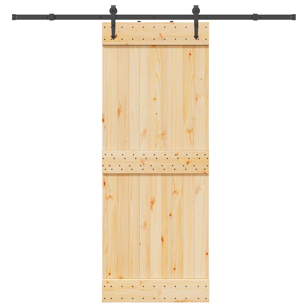 Sliding Door with Hardware Set 80x210 cm Solid Wood Pine