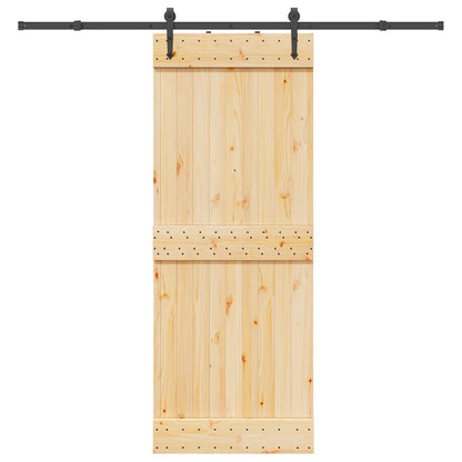 Sliding Door with Hardware Set 80x210 cm Solid Wood Pine