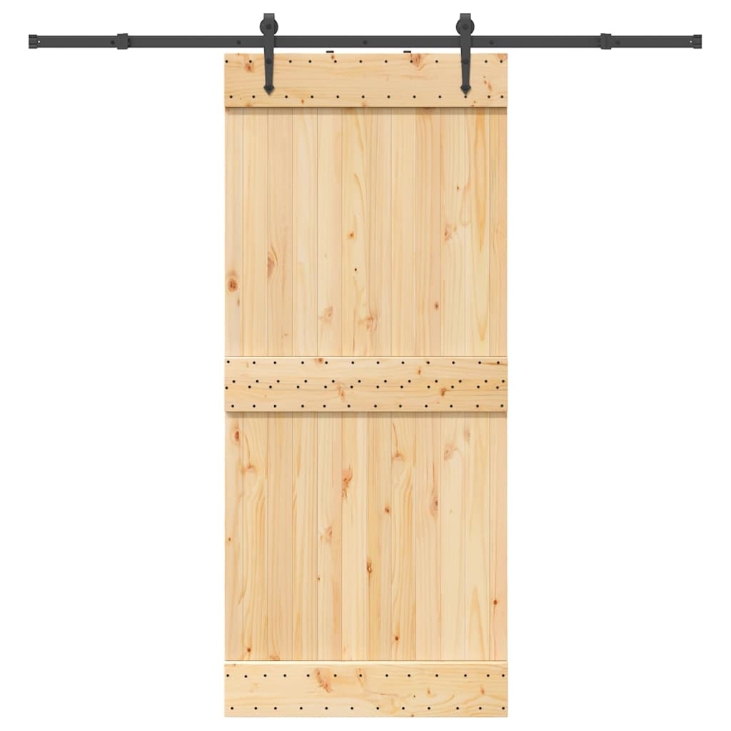 Sliding Door with Hardware Set 90x210 cm Solid Wood Pine