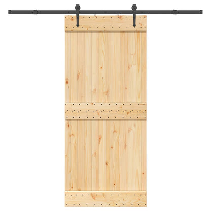 Sliding Door with Hardware Set 90x210 cm Solid Wood Pine