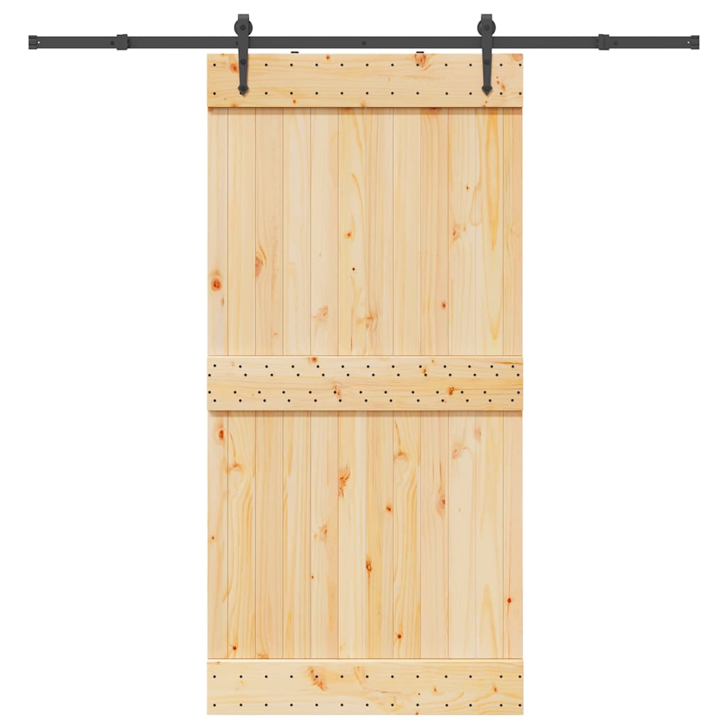 Sliding Door with Hardware Set 100x210 cm Solid Wood Pine