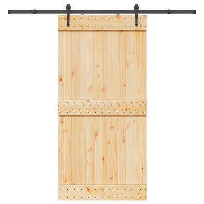 Sliding Door with Hardware Set 100x210 cm Solid Wood Pine