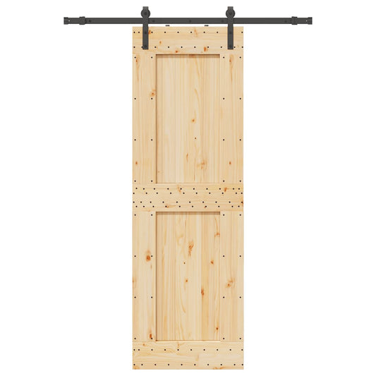 Sliding Door with Hardware Set 70x210 cm Solid Wood Pine