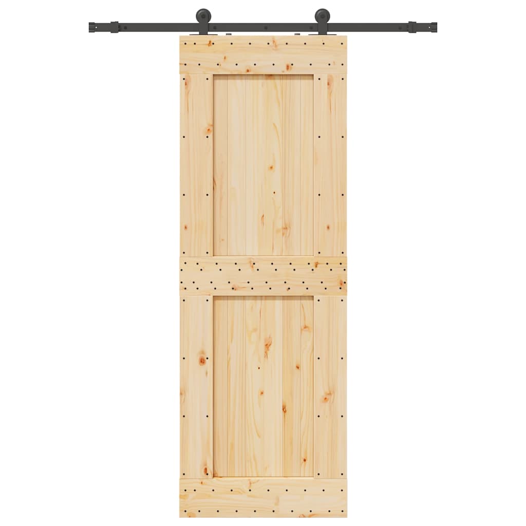 Sliding Door with Hardware Set 80x210 cm Solid Wood Pine