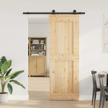 Sliding Door with Hardware Set 80x210 cm Solid Wood Pine