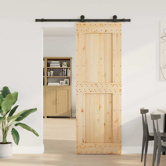 Sliding Door with Hardware Set 80x210 cm Solid Wood Pine
