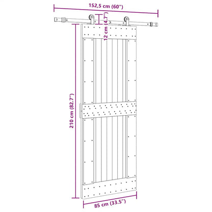 Sliding Door with Hardware Set 85x210 cm Solid Wood Pine