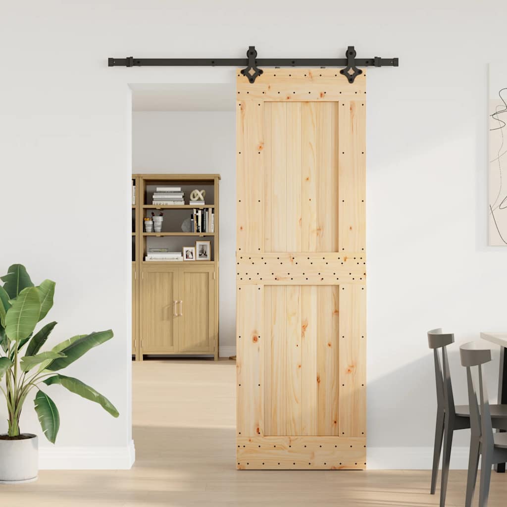 Sliding Door with Hardware Set 70x210 cm Solid Wood Pine