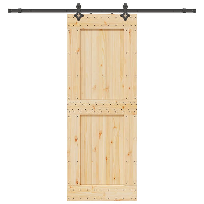 Sliding Door with Hardware Set 85x210 cm Solid Wood Pine