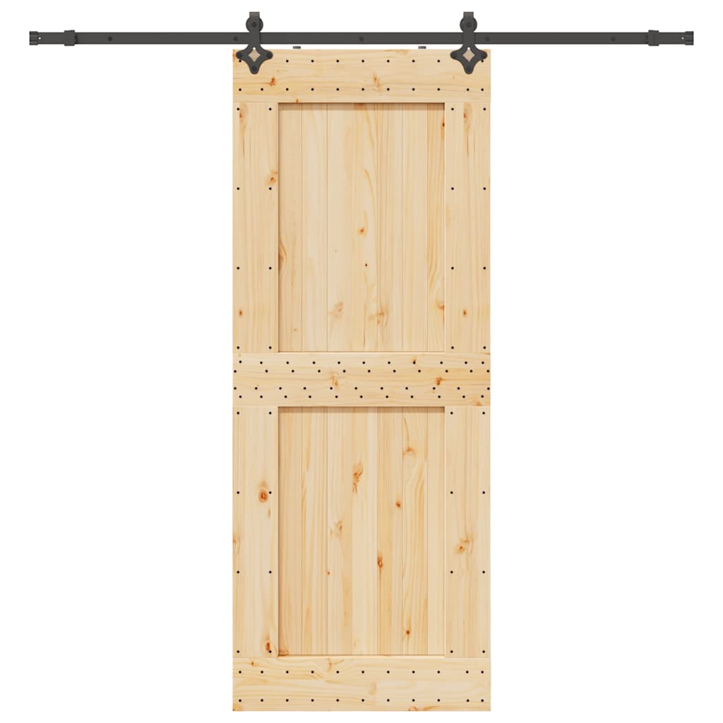 Sliding Door with Hardware Set 90x210 cm Solid Wood Pine