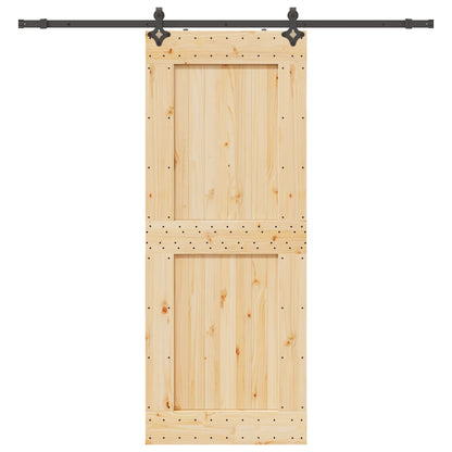 Sliding Door with Hardware Set 90x210 cm Solid Wood Pine
