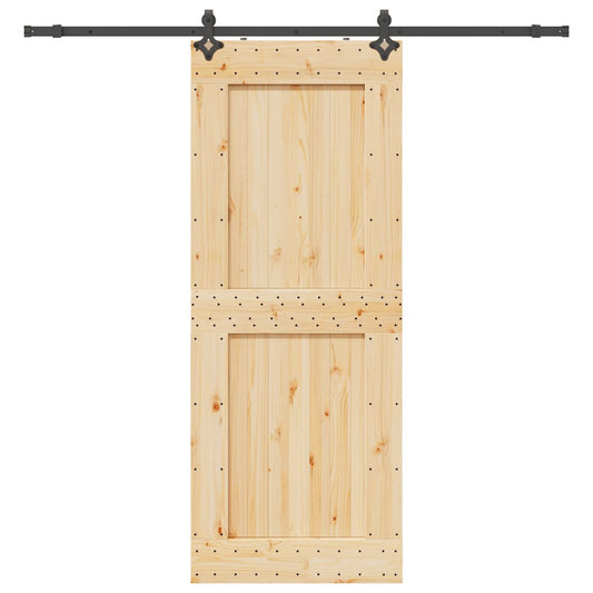 Sliding Door with Hardware Set 90x210 cm Solid Wood Pine